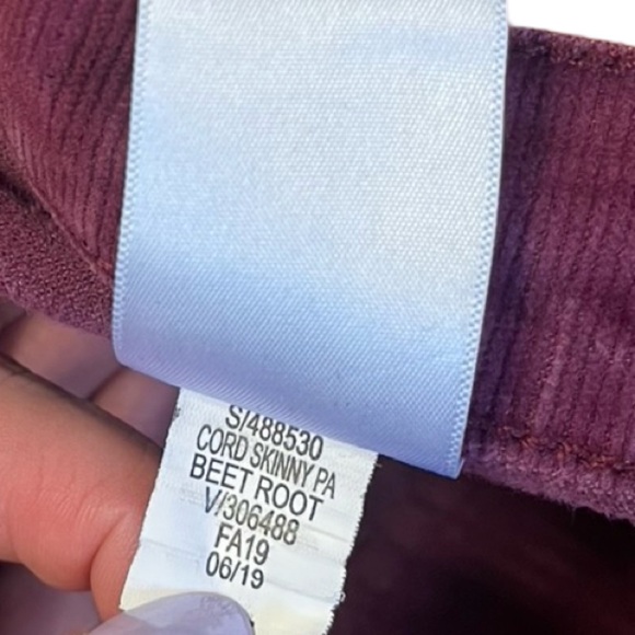 Banana Republic Corduroy Pants Women 6 Purple Beet Root Slim Preppy Chic - Picture 10 of 11